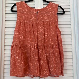 Gap Coral Polka Dot Tiered Sleeveless Top Size M